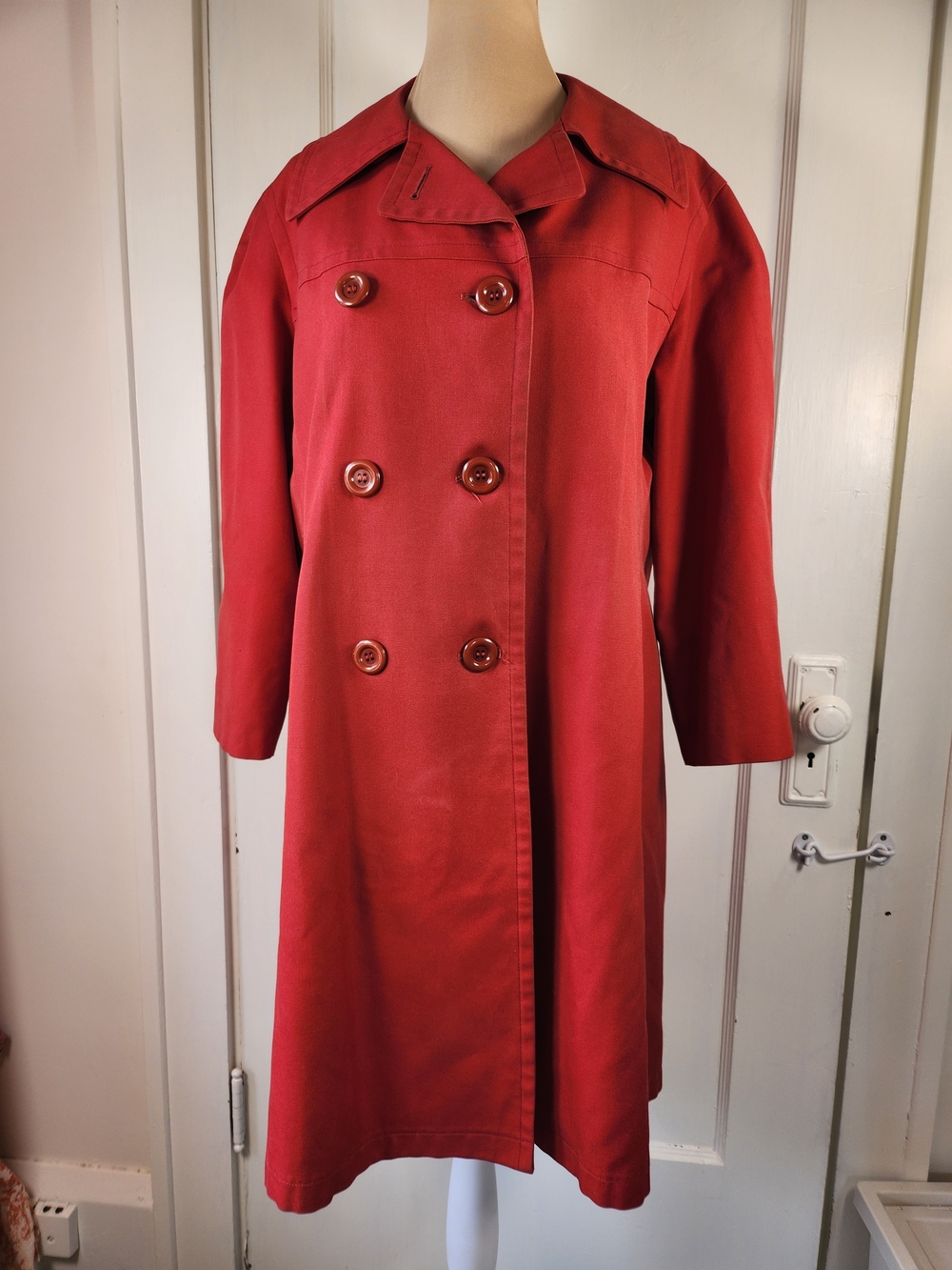 Vtg 70s London Fog Maincoats Caribe Cloth Red Trench Coat